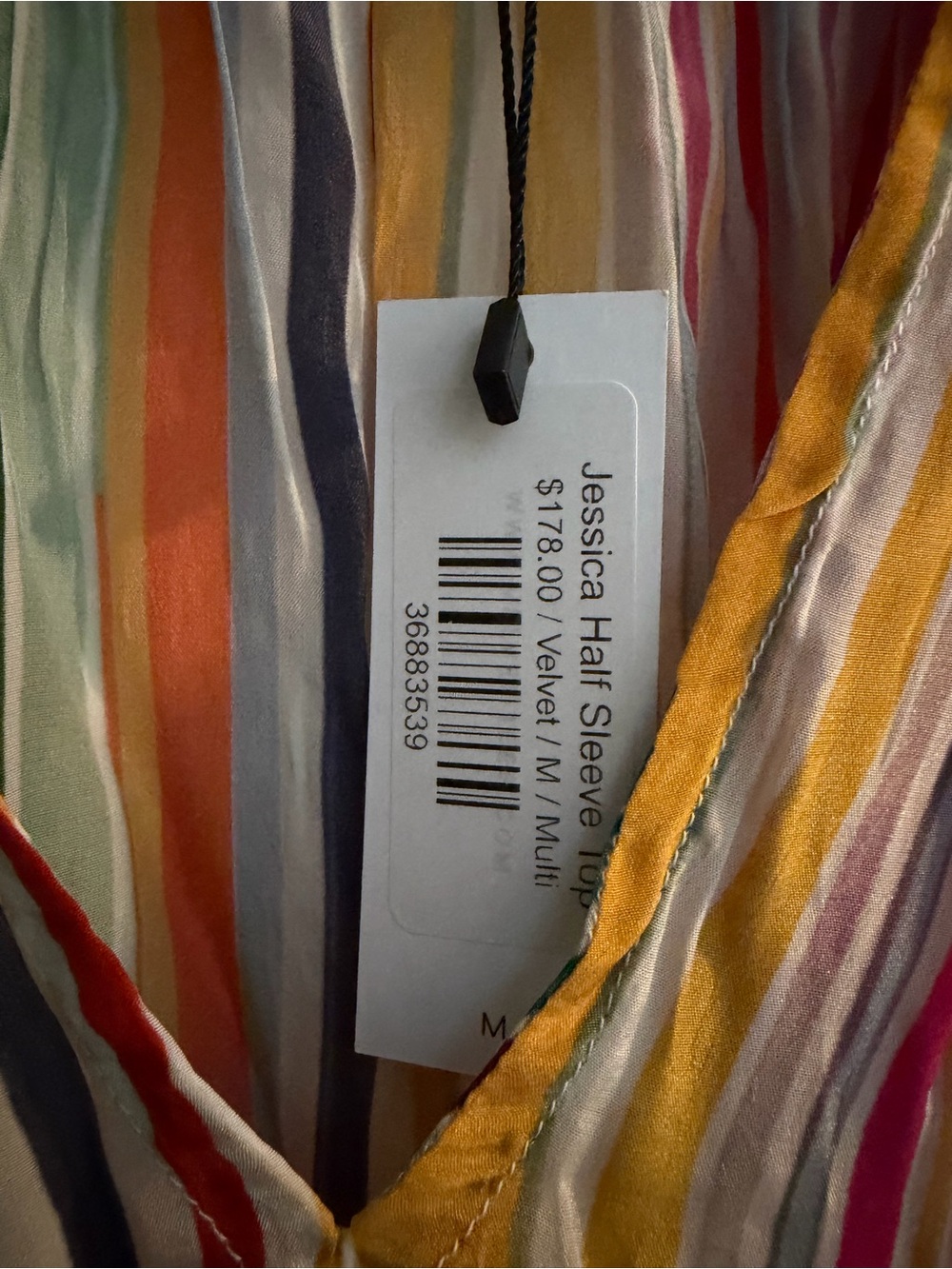 Velvet by Graham & Spencer Multicolor Vertical Stripe Short Sleeve Tunic - Picture 4 of 5